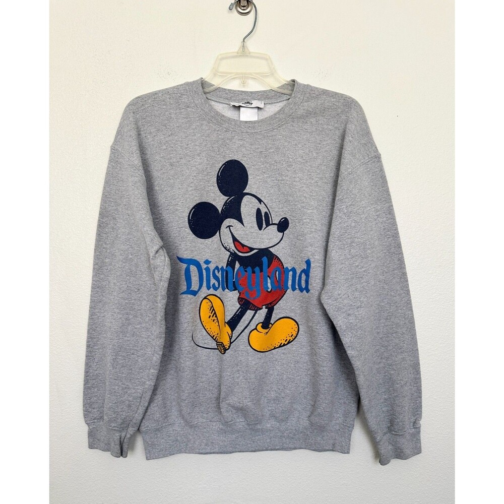 Disney Vtg Raglan Mickey Mouse Sweatshirt Gray Cotton Crewneck Women's Medium